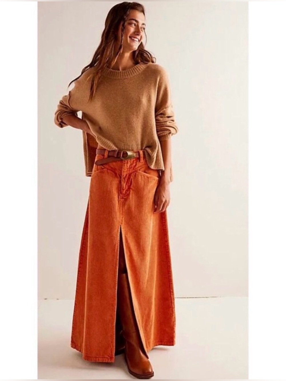 Free People Come As You Are Corduroy Maxi Skirt Size 8